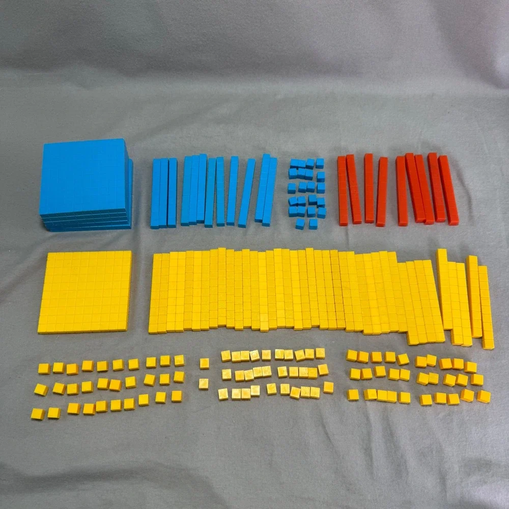 Base 10 Blocks Math Manipulatives Learning Set Cuisenaire Unit Cubes Rods Flats